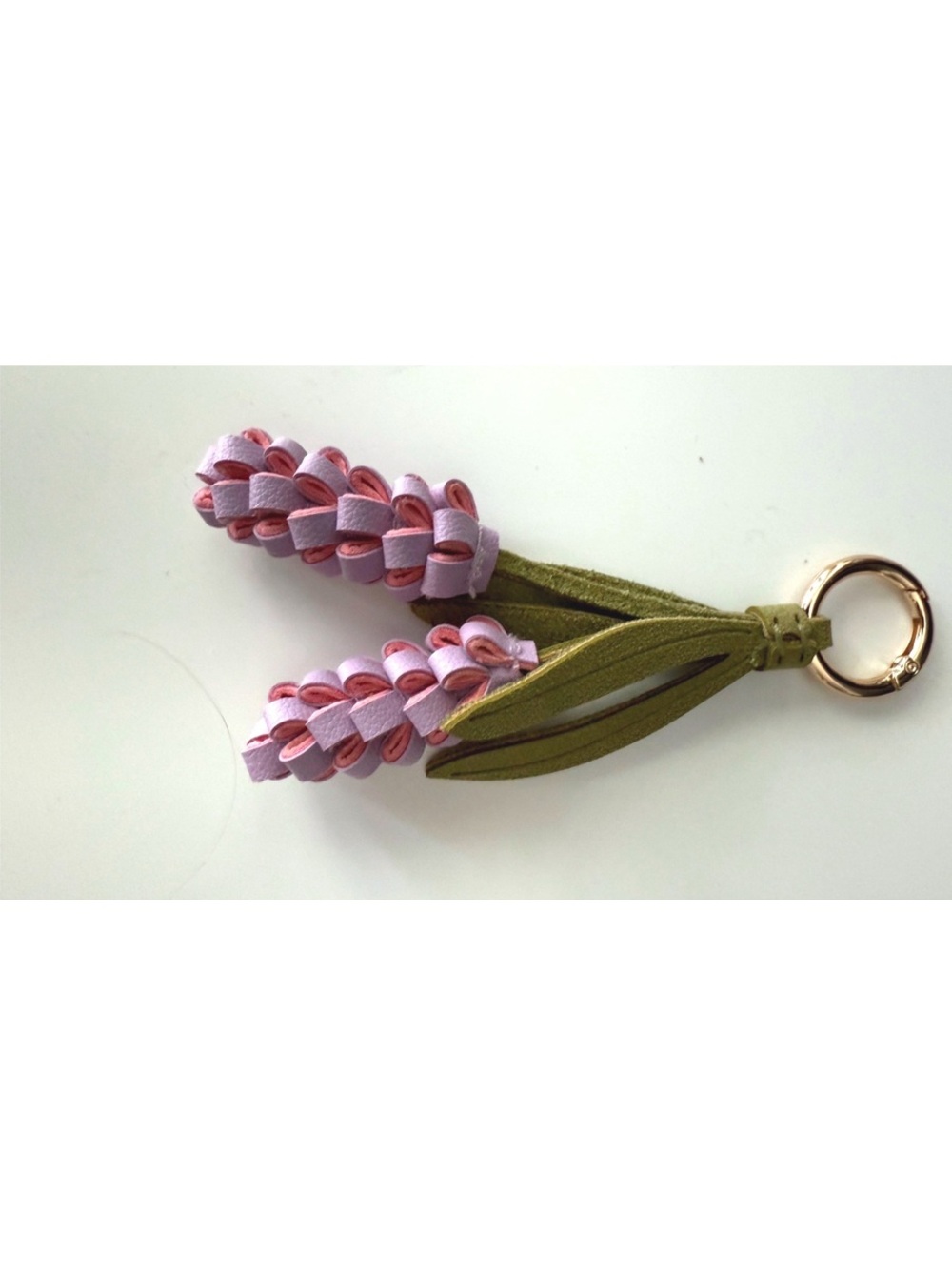 Lavender Flower Bag Charm Purple Green Floral Purse Keychain
